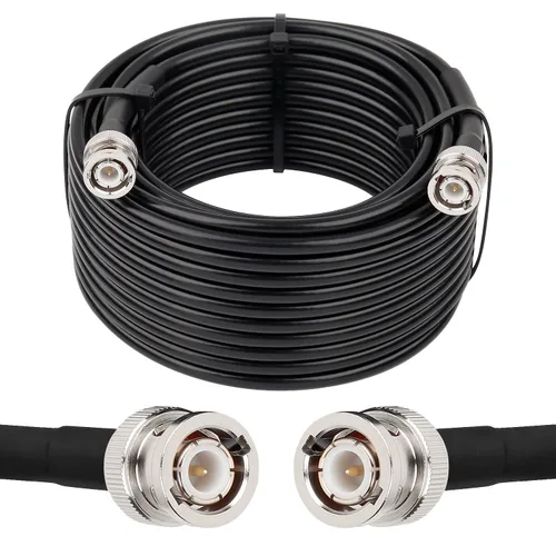 Miniatura 20 de MOOKEERF Cable BNC - 1 pie 2 piezas RG58 50 ohm macho a macho cables coaxiales de extensión BNC de baja pérdida para antenas, radios RF, módems