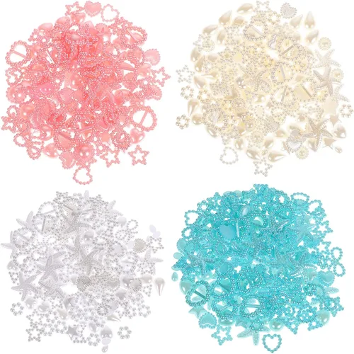 Miniatura 5 de Beaupretty 4 bolsas de abalorios de perlas de corazón para uñas, estilo mixto, 3D, dijes de arte de uñas surtidos con forma de corazón y estrella