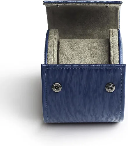 Miniatura 2 de Estuche de viaje para reloj para hombre, de piel sintética, portátil, organizador de caja de almacenamiento de relojes (individual, azul rey)