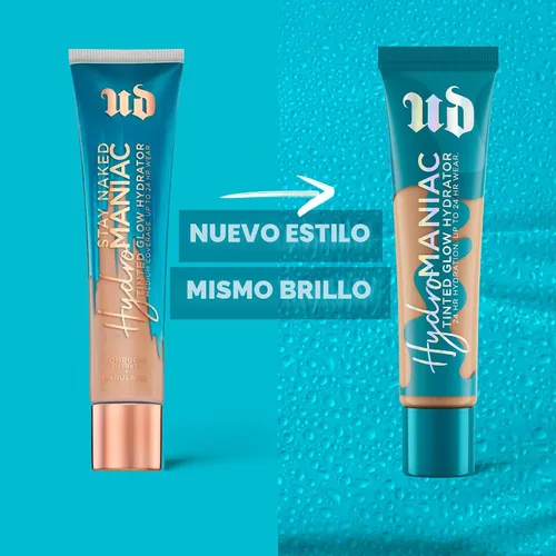 Miniatura 5 de Urban Decay Hydromaniac Dewy Foundation, Hidratante con color para piel seca, cobertura media construible, con filtrado de kombucha y aceite