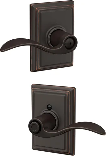 Miniatura 125 de SCHLAGE - Manija de puerta Accent con cerradura de paso libre para pasillo y armario en bronce antiguo - F10 ACC 716 Bronce Envejecido