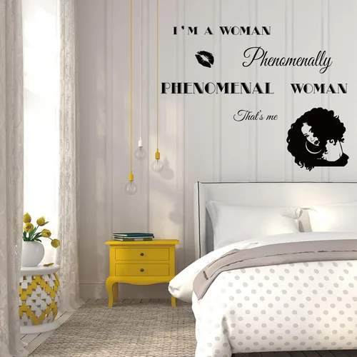 Miniatura 4 de SUPERDANT Calcomanía inspiradora para pared, con frase en inglés "I am a Phenomenal Woman Quotes Woman Avatar", diseño de motivación para mujer