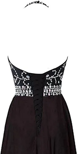 Miniatura 2 de Kivary Vestidos de noche largos de gasa degradado con cuentas transparentes halter, Ombre