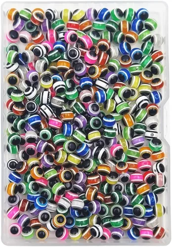 INSPIRELLE 300 cuentas redondas de resina turca de ojo turco de 0.236 pulgadas de color mixto para joyería, pulseras y manualidades