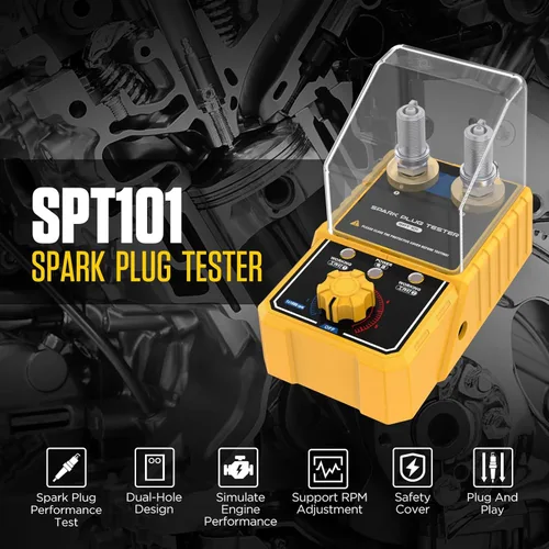 Miniatura 2 de SPT101 Probador de bujías de doble orificio - Probador de bobina de encendido ajustable de 0-6000 rpm con cubierta protectora Herramienta
