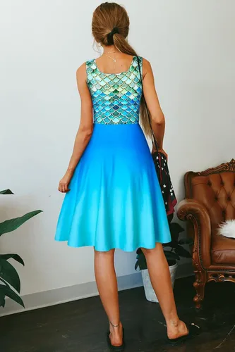 Miniatura 29 de uideazone - Vestido de mujer sin mangas cuello redondo de verano, para playa, casual, Midi línea A.