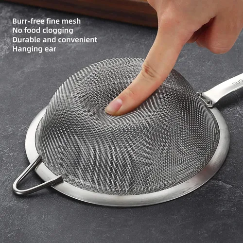 Miniatura 3 de Coladores de malla fina de acero inoxidable 304 de 3.35 pulgadas para cocina, colador con asa, tamices de metal para alimentos, arroz, aceite