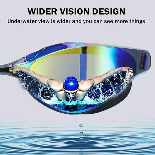Miniatura 5 de Gafas de natación para hombres/mujeres, antivaho anti-UV, gafas de natación para adultos, niños/niñas/jóvenes/jóvenes Nosepiece reemplazable E2-oro