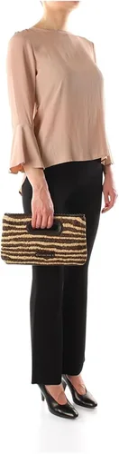 Miniatura 3 de Michael Kors mujeres Rosalie Raffia rayas embrague bolso beige grande