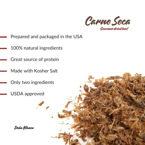 Miniatura 3 de Carne Seca Doña Blanca 2 onzas (2.00 oz) - Carne Seca - Machacado - Carne seca de res triturada - Carne seca masticable - Sal marina Kosher baja