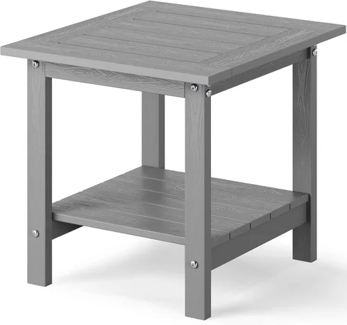 YEFU Mesa auxiliar para exteriores para patio: 16 x 16 pulgadas, HIPS - Mesa auxiliar cuadrada pequeña para exteriores, mesas Adirondack de 2