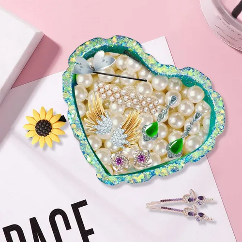 Miniatura 4 de Caja a rayas de corazón, moldes de resina, almacenamiento de joyas, molde de silicona para molde, molde de fundición de epoxi con tapa