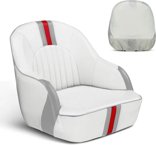 Miniatura 11 de PEXMOR Asiento de barco premium deportivo abatible Asiento de cubo para capitán con funda para asiento de barco, Silla de capitán para barco