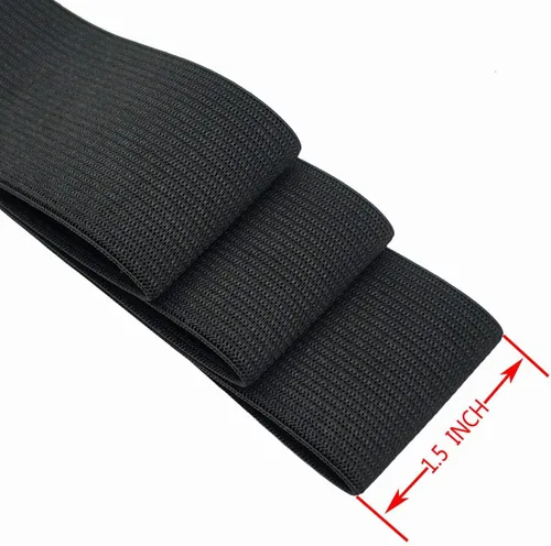 Miniatura 2 de Tejido elástico de 1.5 pulgadas de ancho, color negro, elástico de alta elasticidad, banda elástica de punto de 5 yardas