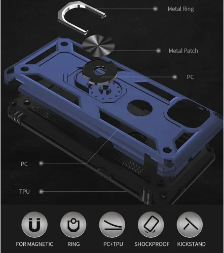 Miniatura 4 de Funda para teléfono Motorola One 5G Ace, Moto One 5G Ace con protector de pantalla HD, [grado militar de 16 pies probada en caídas], anillo Motorola