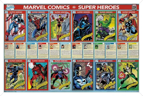Miniatura 12 de Trends International Marvel Comics - Marvel 80th Anniversary - Cards Wall Poster, 14.725" x 22.375", Barnwood Framed Version