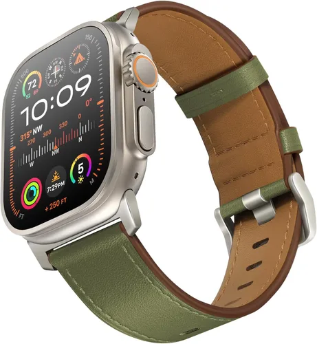 Miniatura 16 de UUPWPOKT - Correa de cuero compatible con Apple Watch Ultra 3/2/1 de 49/46/45/44/42 mm, correa de cuero genuino para iWatch Ultra Series 11 10 9 8 7