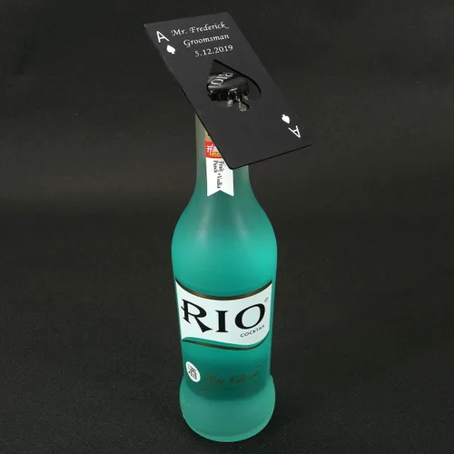Miniatura 6 de Yoption - Abridor de botellas personalizado, 5 unidades, de acero inoxidable, tamaño de tarjeta de crédito, tapa de abrebotellas de cerveza