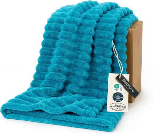 Miniatura 49 de Bedsure GentleSoft - Manta de forro polar azul para sofá, mantas suaves y acogedoras para mujer, lindas mantas pequeñas para niñas, azul claro, 108