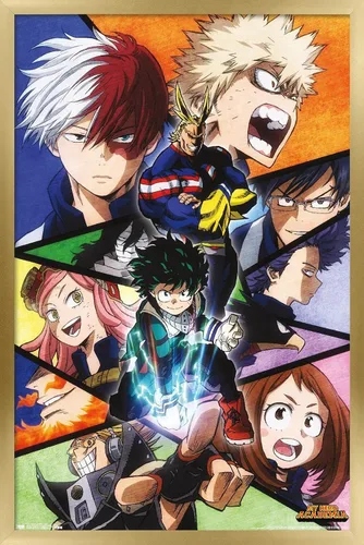 Miniatura 8 de Trends International My Hero Academia-Faces - Póster de pared de 14.725 x 22.375 pulgadas, versión con marco en color madera rústica