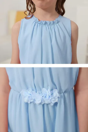 Miniatura 5 de GORLYA Vestido midi plisado con cintura elástica para niñas de 4 a 14 años