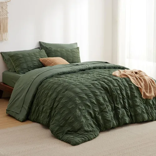 Miniatura 11 de Bedsure Cama en una Bolsa Individual - 5 Piezas de Juego de Edredón con Diseño de Sombrero de Paja, Juego de Ropa de Cama Blanco Boho Suave