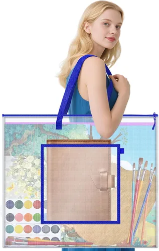 AKAYOK Bolsa grande de almacenamiento para pósteres, bolsa de arte de 25 x 19 pulgadas con bolsillo para póster, alfombrillas de corte, álbum de