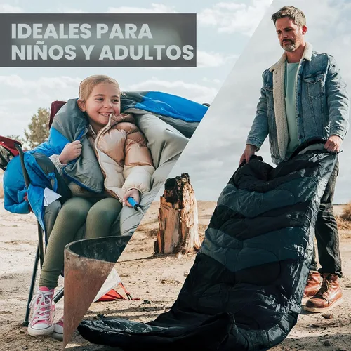Miniatura 5 de MalloMe Sacos de dormir para adultos para clima frío y cálido, saco de dormir para mochileros para niños de 10 a 12 años, niñas, niños, ligeros