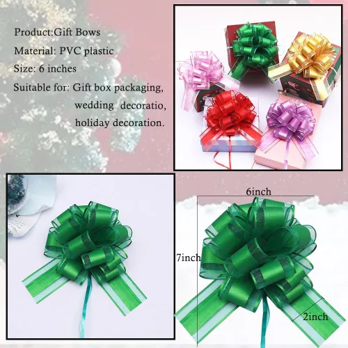 Miniatura 4 de HSXJJ 6 Piezas Lazos de Regalo Grandes, Lazos Tirables para Envolver Regalos, 6 pulgadas, Cesta y Decoración de Boda, Lazos de Envoltura de Regalos