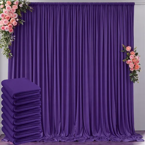 Miniatura 124 de Cortinas de telón de fondo blanco de 30 pies x 8 pies para fiestas de boda, 6 paneles de 5 pies x 8 pies, cortinas de fotografía de poliéster sin