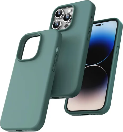 Miniatura 32 de TOCOL Funda delgada de silicona para iPhone 13 de 6.1 pulgadas, ajuste preciso, antideslizante, protección contra caídas, verde alpino