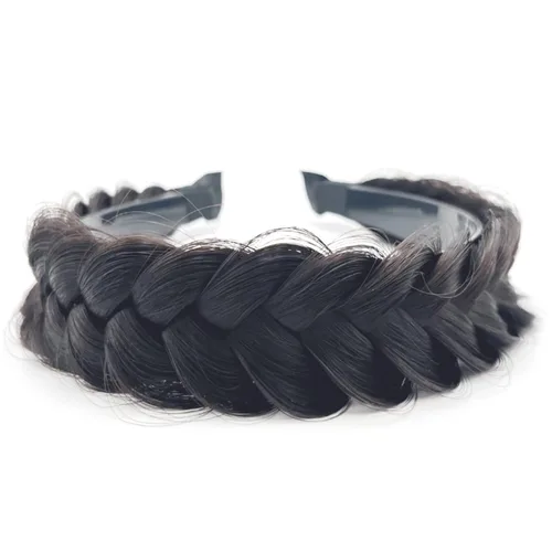 Miniatura 25 de Diadema ancha trenzada para el cabello, accesorios para el cabello, banda elástica antideslizante para mujeres y niñas (amarillo claro)