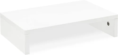 Miniatura 13 de TEAMIX Elevador de monitor de 14.2 pulgadas, elevador de monitor de madera con almacenamiento para escritorio, soporte de monitor pequeño