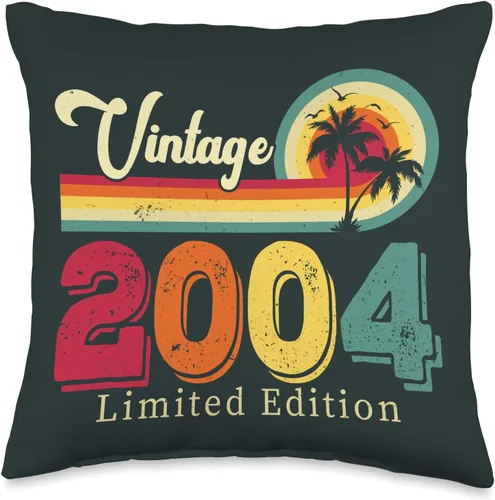Retro Vintage 19 Years Limited Edition Vintage 2004 Edición Limitada 19º Cumpleaños Cojín de 16 x 16 pulgadas, Multicolor