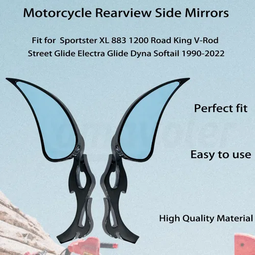 Miniatura 2 de Espejos laterales retrovisores de motocicleta para Sportster XL 883 1200 Road King V-Rod Street Glide Electra Glide Dyna Softail 1990-2022. (negro-1)