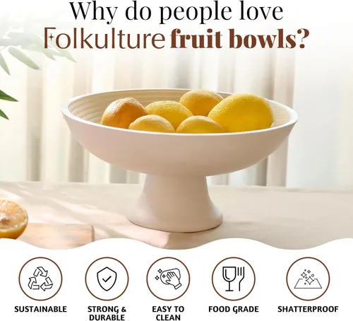 Miniatura 2 de Folkulture Frutero de madera para encimera de cocina Cesta grande de frutas de plátano ecológica de 12 pulgadas para cocina Tazón de madera