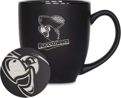 Miniatura 199 de Rico Industries - Taza de cerámica mate negra con grabado láser estándar de 15oz para NCAA (escuelas T & U) - Para bebidas calientes o frías