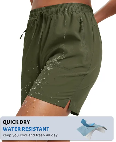 Miniatura 4 de MAGCOMSEN Pantalones cortos de senderismo para mujer de 5 pulgadas, UPF 50+, de secado rápido, ligeros, atléticos, para correr, golf, verano