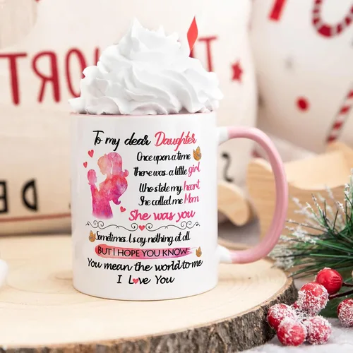 Miniatura 4 de Fatbaby Taza de café con texto en inglés "To My Dear Daughter", regalo para el día de San Valentín y cumpleaños, regalo para la mejor hija de mamá