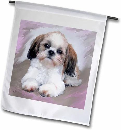 Perros con Shihtzu – Shih Tzu cachorro – 18 x 27 inch bandera de Jardín (FL _ 4807 _ 2)