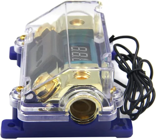 Miniatura 2 de ZOOKOTO Disyuntor digital de 100 A, pantalla LED de audio estéreo para automóvil, voltaje digital, portafusibles ANL en línea, calibre 0, 2, 4