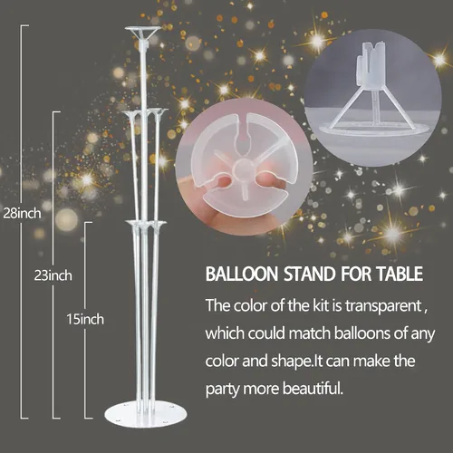 Miniatura 7 de Kit de 4 soportes para globos para mesa con base, centros de mesa, soporte para globos de arcoíris, decoraciones para fiesta de cumpleaños