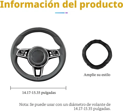 Miniatura 2 de Osilly Funda brillante para volante de automóvil, 15 pulgadas, con diamantes de imitación brillantes, piel suave, protector elástico, para mujeres