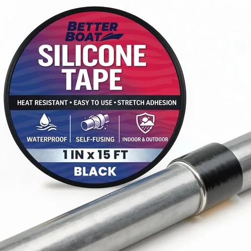 Better Boat - Cinta de silicona negra de alta resistencia, cinta autoadhesiva de reparación de mangueras de goma y tuberías de agua, cinta eléctrica