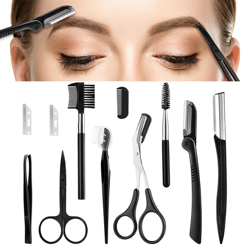 8 en 1 kit de aseo de cejas, herramienta multiusos exfoliante dermaplaning, maquinilla de afeitar facial masculina y femenina, afeitadora facial de