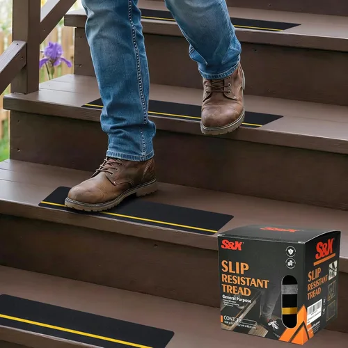 Miniatura 22 de S&X Peldaños de escaleras con cinta antideslizante reflectante de rayas 5 unidades/paquete, peldaños reflectantes de 6 x 24 pulgadas, peldaños