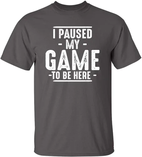 Miniatura 14 de Camiseta divertida con texto en inglés "I Paused My Game to Be Here" para hombre