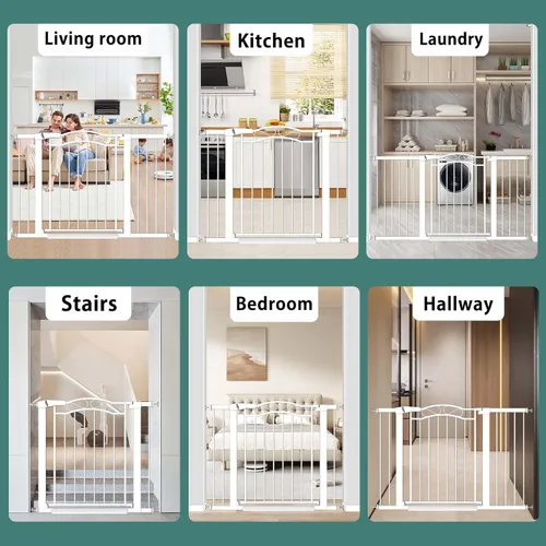 Miniatura 9 de Fairy Baby Puerta de bebé extra ancha de 29.5 a 40.5 pulgadas, puerta de seguridad infantil de metal para niños o mascotas, puertas largas
