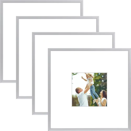 Miniatura 11 de Golden State Art Portarretratos de 5 x 7 pulgadas con paspartú para fotos de 4 x 6 pulgadas, juego de 4 marcos de aluminio de vidrio real de alta