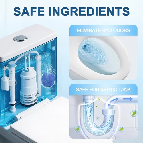 Miniatura 2 de Msvvko Limpiadores de inodoro, pastillas limpiadoras automáticas de inodoro, gel azul, potente limpieza, limpiador de tanque de inodoro seguro